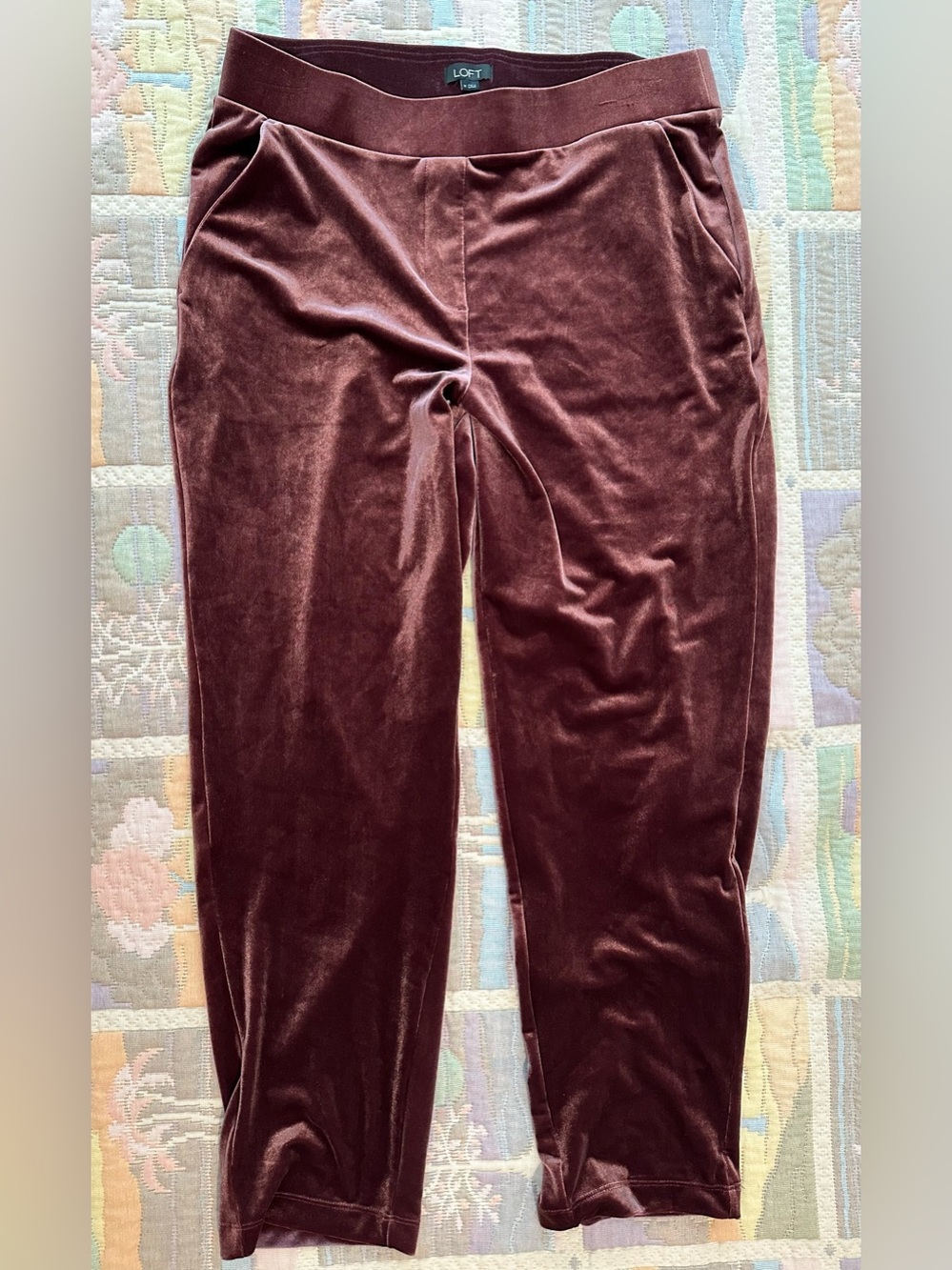 LOFT Velvet Pants in Wine Red